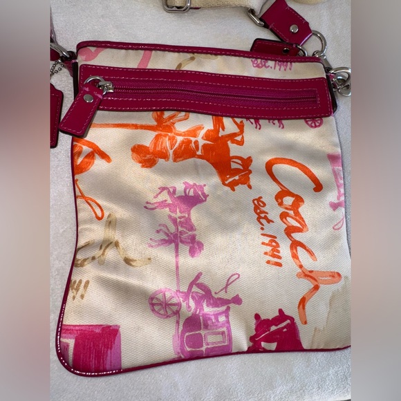 Vintage Coach Horse Carriage Logo Crossbody Messenger Swing Shoulder Purse - Picture 7 of 16